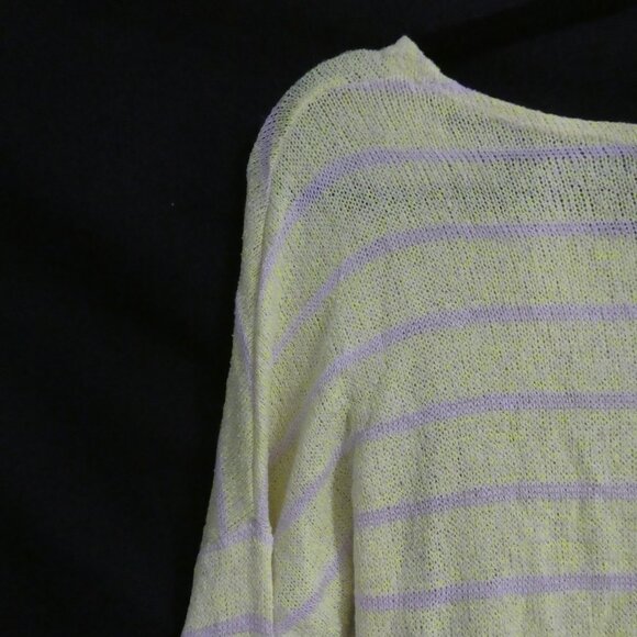 FLUO | medium | Vibrant Yellow and Grey Striped Long Sleeve Top - Picture 10 of 16